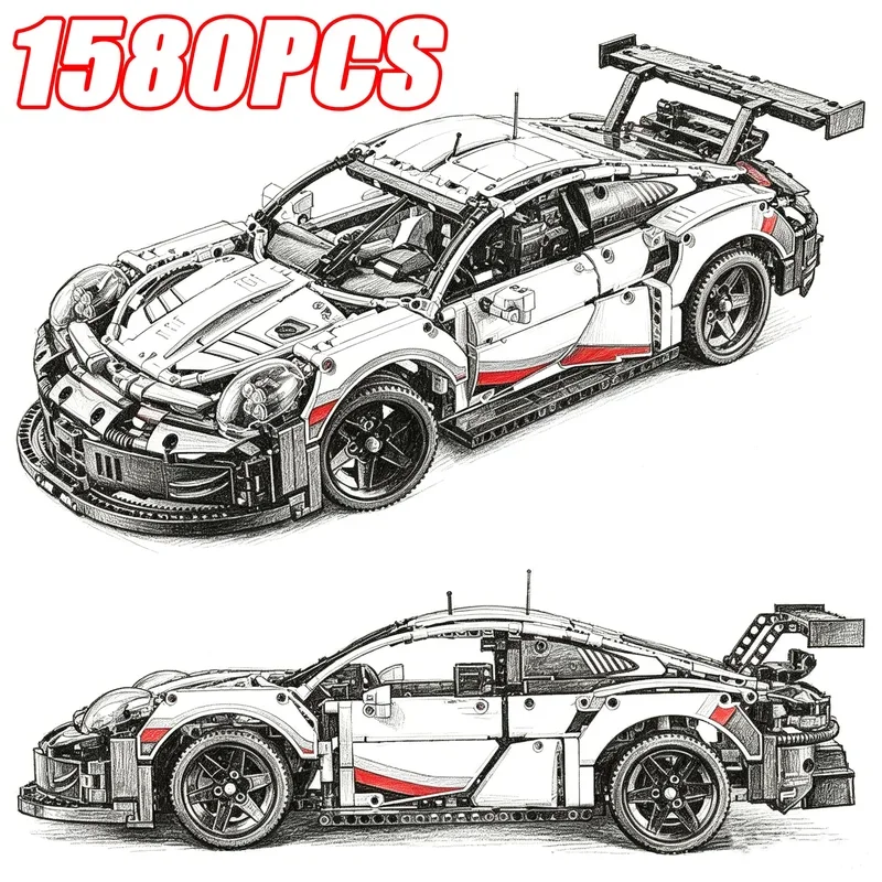 Lego Set Technic - 1580PCS 1:8 Scale RSR Race Car